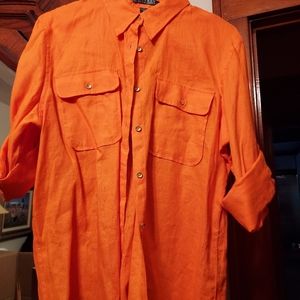 Ralph Lauen Orange Linen Shirt